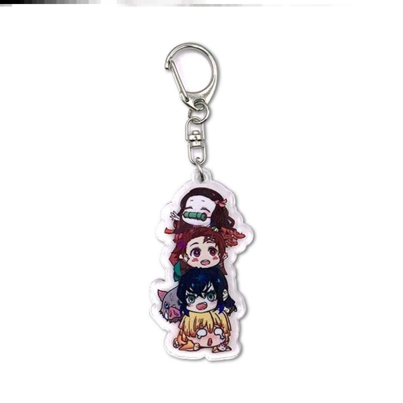 Keychain Pendant Anime Demon Slayer Kimetsu No Yaiba Kamado Tanjirou Double Sided HD Bag Pendant Gift For Fans Cosplay Props Jewelry Gift