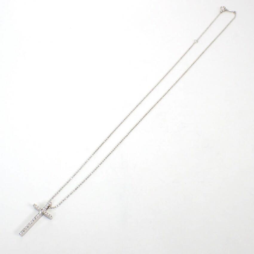 [Pre-owned] VENDOME K18WG Diamond Cross Pendant / j36-9