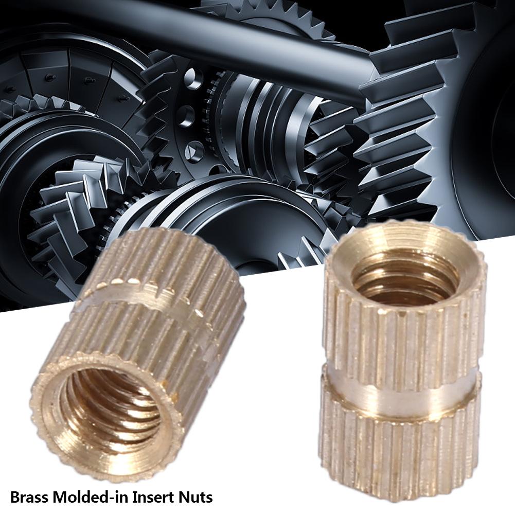 10pcs M6 Brass Cylinder Knurled Round Molded in Insert Embedded Nuts (M6*10L*8.3MM)