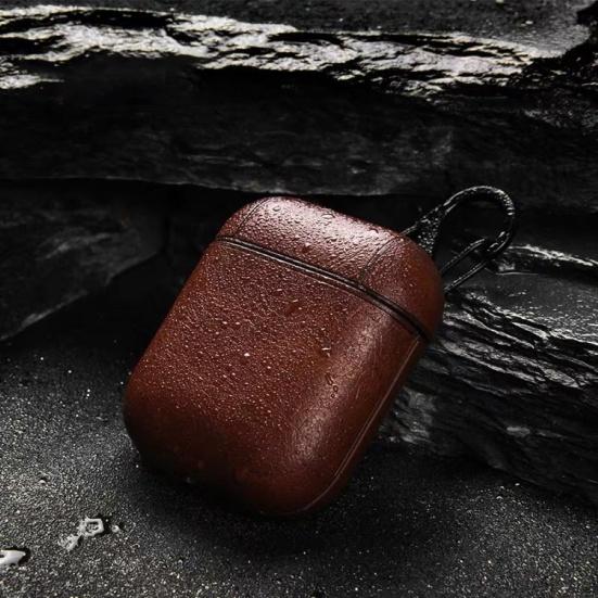 Solid Color Soft Faux Leather Protective Case Cover Shell for AirPods 2