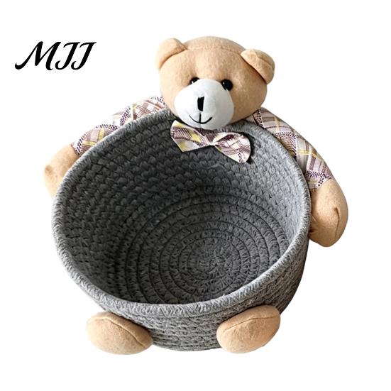 Weicher Stoff-Aufbewahrungsbehälter Schreibtischkorb, Cartoon Plüschbär und Kaninchen Seil Mini für Lippenstiftform, Gewebter Organizer Kleinteile Schmuck