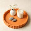 Round Decorative Tray for Coffee, Dining Table, Countertop, 3D Printed Scalloped Edge Serving Tray for Farmhouse, Kitchen, Home, Living Room