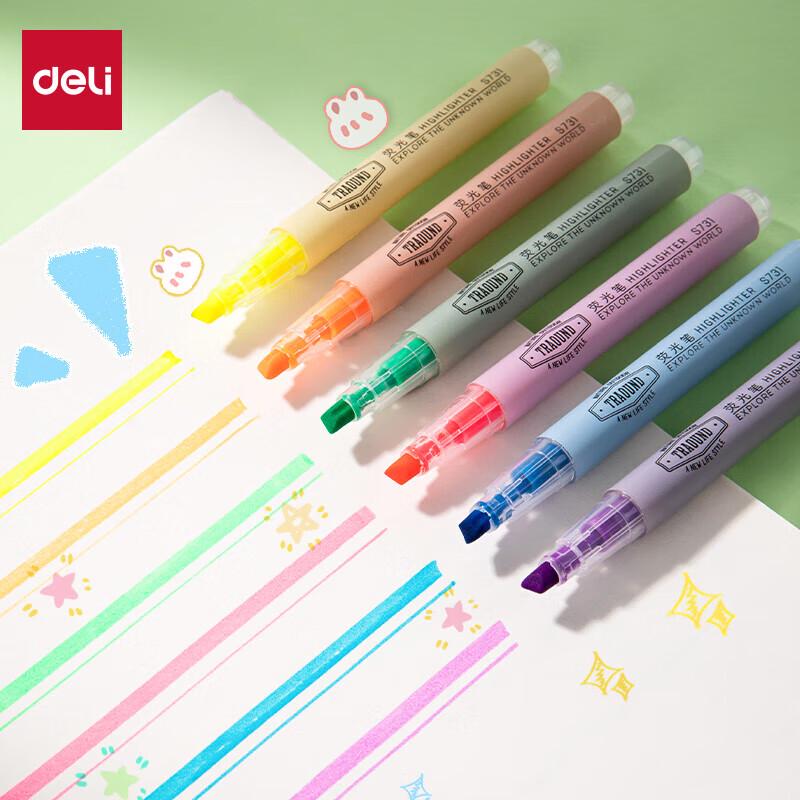 Deli Classic 6-Color Highlighter Pen Set S624