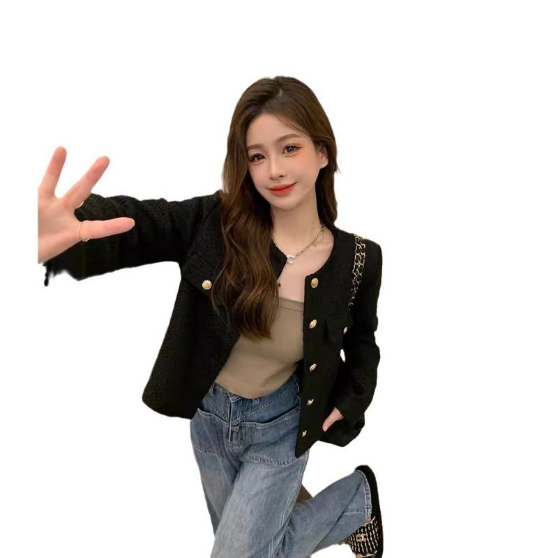 Xiaoxiangfeng Short Jacket Women's Spring and Autumn New Korean Style High-end Lady Temperament Chic Long-sleeved Top