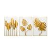 Luxurious Gold Floral Triptych Canvas Wall Art