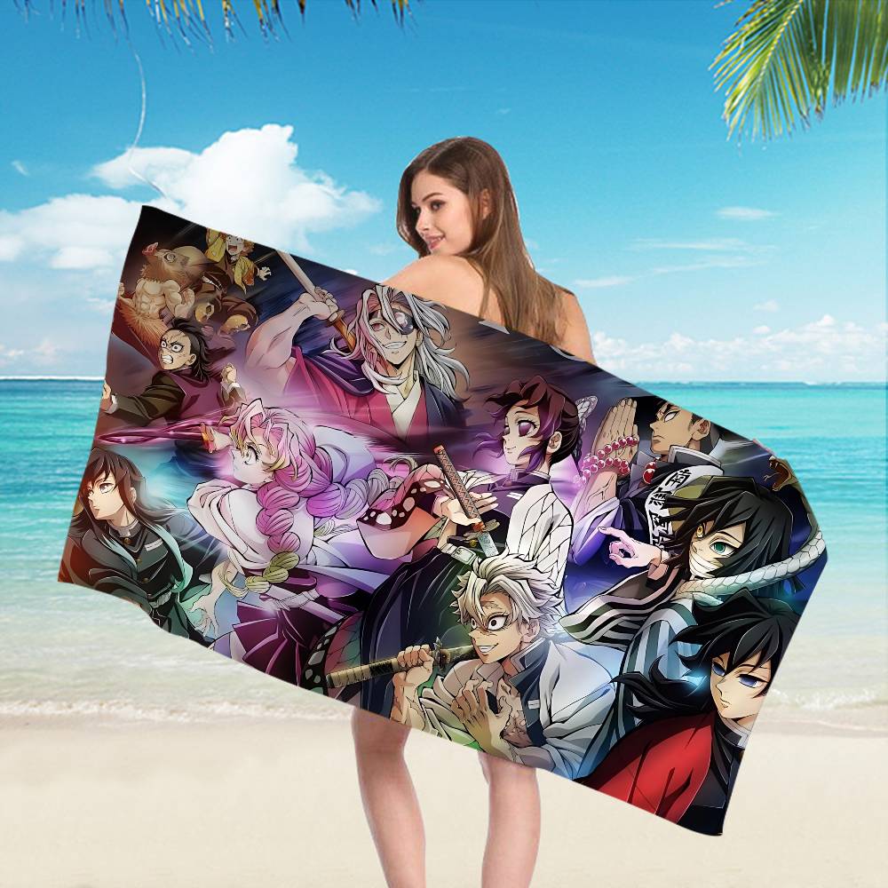 Demon Slayer Cartoon Beach Towel Cute Kawaii Room Decor Bath Girls Children Hand Towels For Bathroom Shower