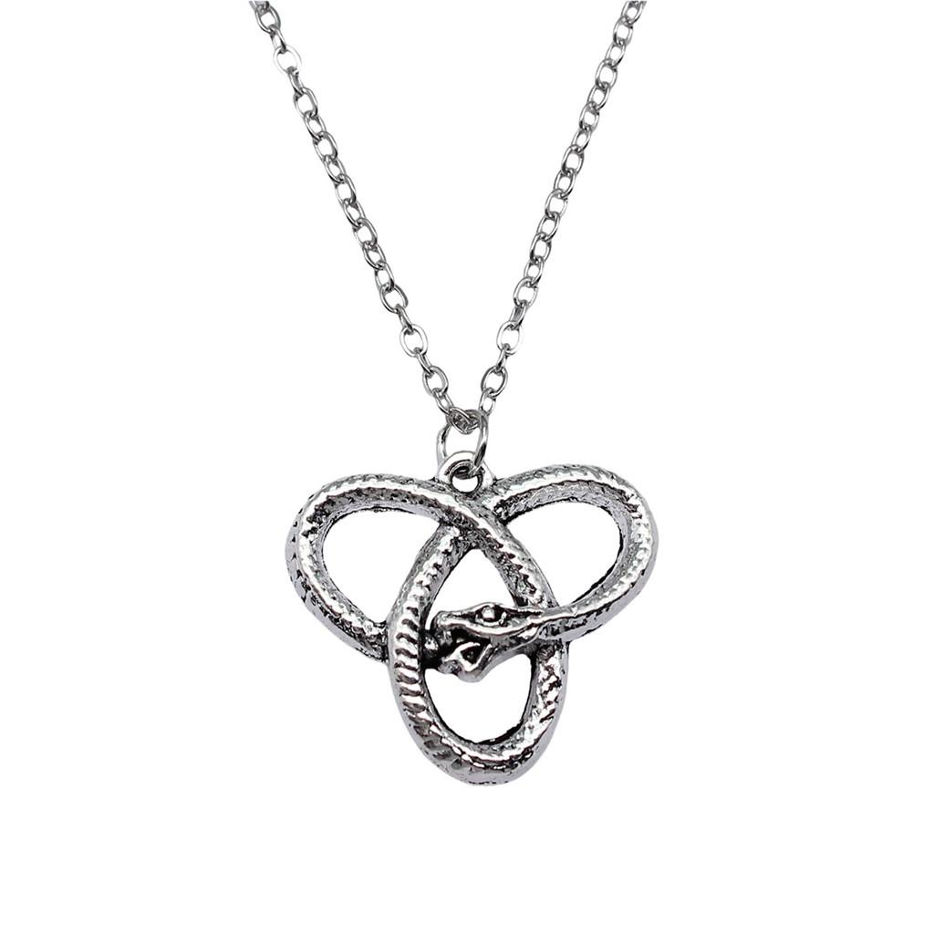 Collana Ciondolo Nodo Celtico Triquetra Stella di Davide Pendente Gioielli Vintage Boho Catena 43cm