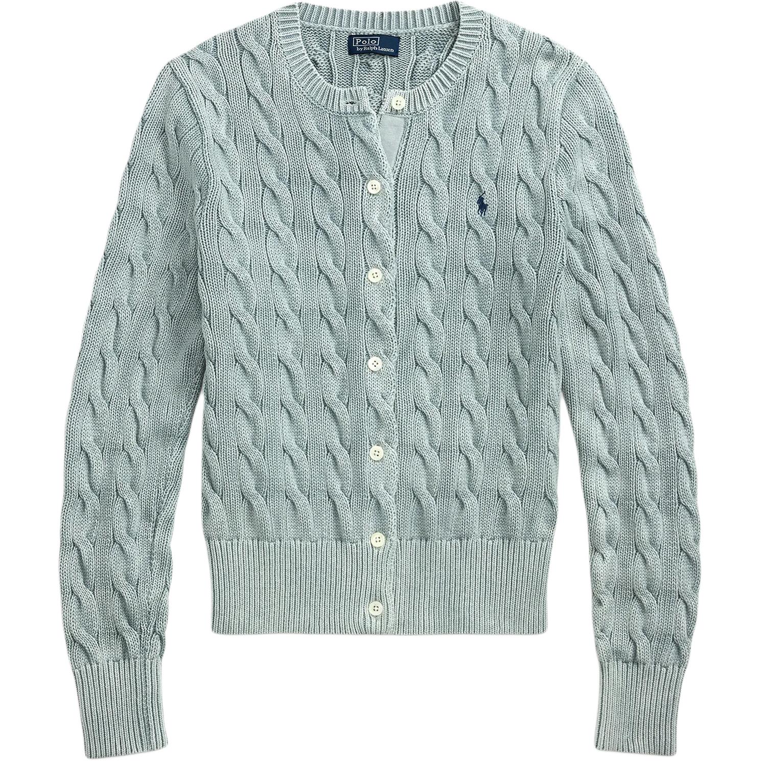 

Свитер женский вязаный приталенный с длинным рукавом и круглым вырезом, на одной пуговице, с логотипом Polo Ralph Lauren, синий 211955325-008 S