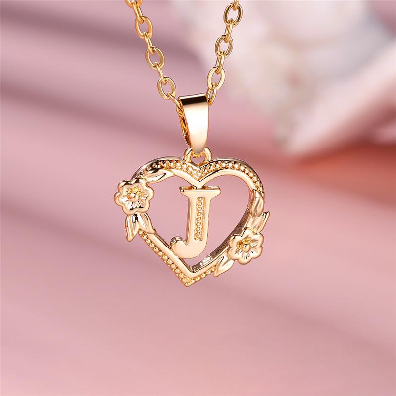 Cute Female A-Z Letter Pendant Necklace Yellow Gold Color Wedding Jewelry Gift For Women