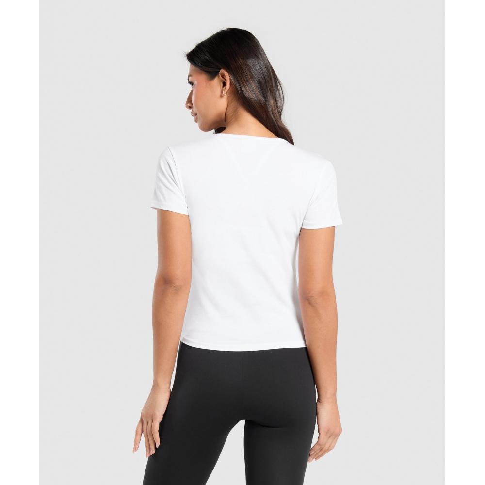 Gymshark Training Cotton Baby Tee White B4b3q Wb57