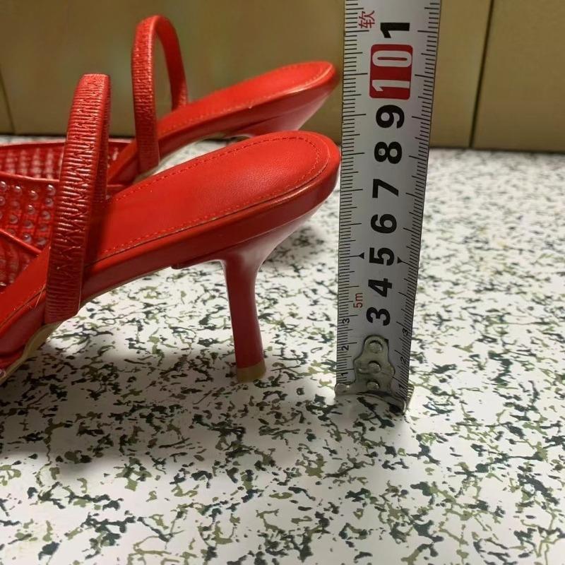 Fashion 2025 Luxury Pearl Summer Women Party Shoes Pointed Toe Slingback Red Wedding Bridal Sandals Sexy Nightclub Sandalias Mujer