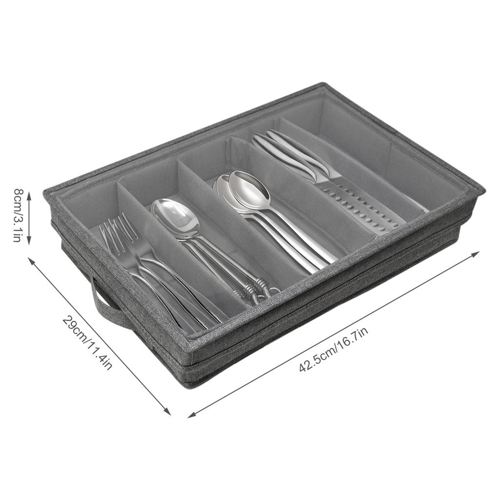 Portable Flatware Storage Bag Foldable Flatware Organizer with 5 Compartment Cutlery Storage Holder for Home Kitchen Utensils