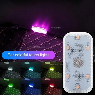 1pcs Wireless Car Interior Lights with Touch Control LED Ceiling Door Foot Trunk Lighting USB Rechargeable Ambient Auto Lights