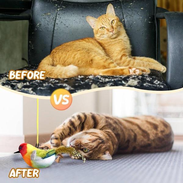 1Pc Cat Toys Hanging Bird, Retractable Cat Teaser Toy, Vivid Chirping, Interactive Catnip Toys for Indoor Cats Kitten Play Chase Exercise