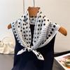 Retro French Polka Dot Spring/ Lightweight Faux Silk Printed Small Scarf Shawl Neckerchief with a High-end Feel for Women