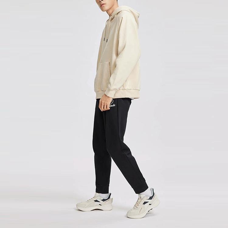 Li Ning Wade Series Logo Fleece Warm Loose Pullover Hoodie Men hoodies Fog-Khaki AWDR799-5