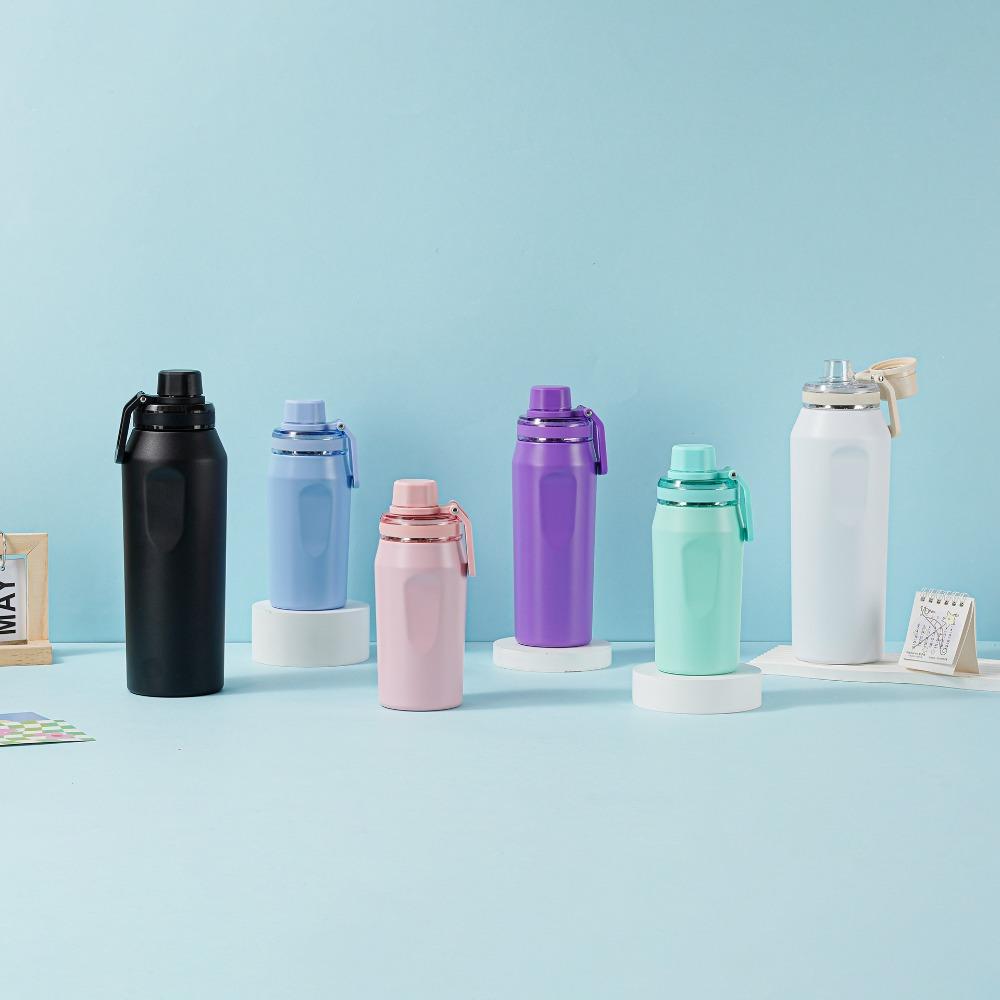 450-1000ml 304 Stainless Steel Sports Water Bottle, Large Capacity Vacuum Insulated Flask with Carry Handle for Hiking Gym