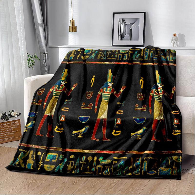 3D Ancient Egyptian Mythological Ideographic Sign Symbols Blanket,Soft Throw Blanket for Home Bedroom Bed Sofa Cover Blanket Kid