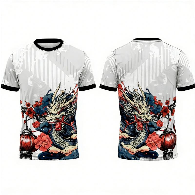 3D Print Eagle Dragon T Shirt For Men Cool Animal Pattern T-Shirts Summer Fashion Round Neck Loose S