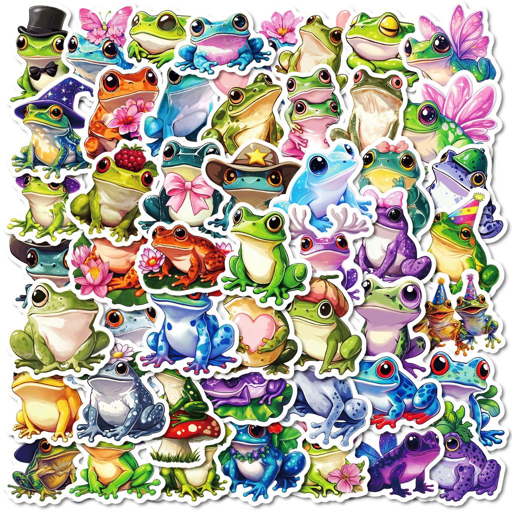 50PCS Cartoon Cute Silly Frog Graffiti Stickers, Waterproof DIY Decals for Phone Notebook
