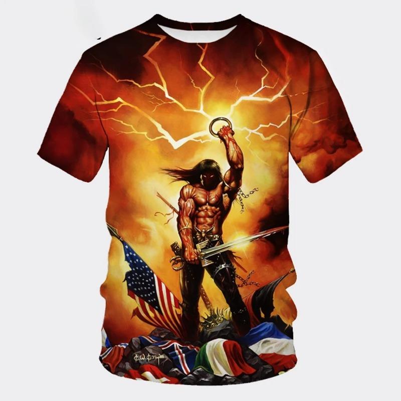 MANOWAR Rock Hip-hop Band 3D Print Sports Quick-dry Breathable Men T-shirt Street Casual Fashion Short-sleeve Clothing Summer