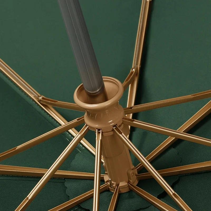 Men Women Tri fold Umbrella Small Fresh Simple Gold Plastic Windproof Automatic Rain Gear Household Home