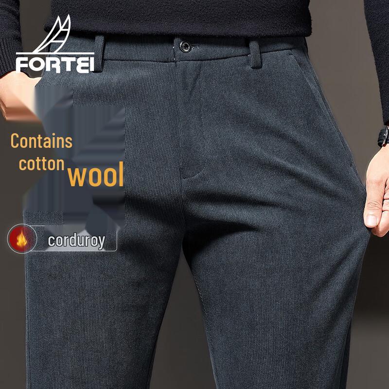 Men's Merino Wool Blend Corduroy Straight Leg Casual Pants