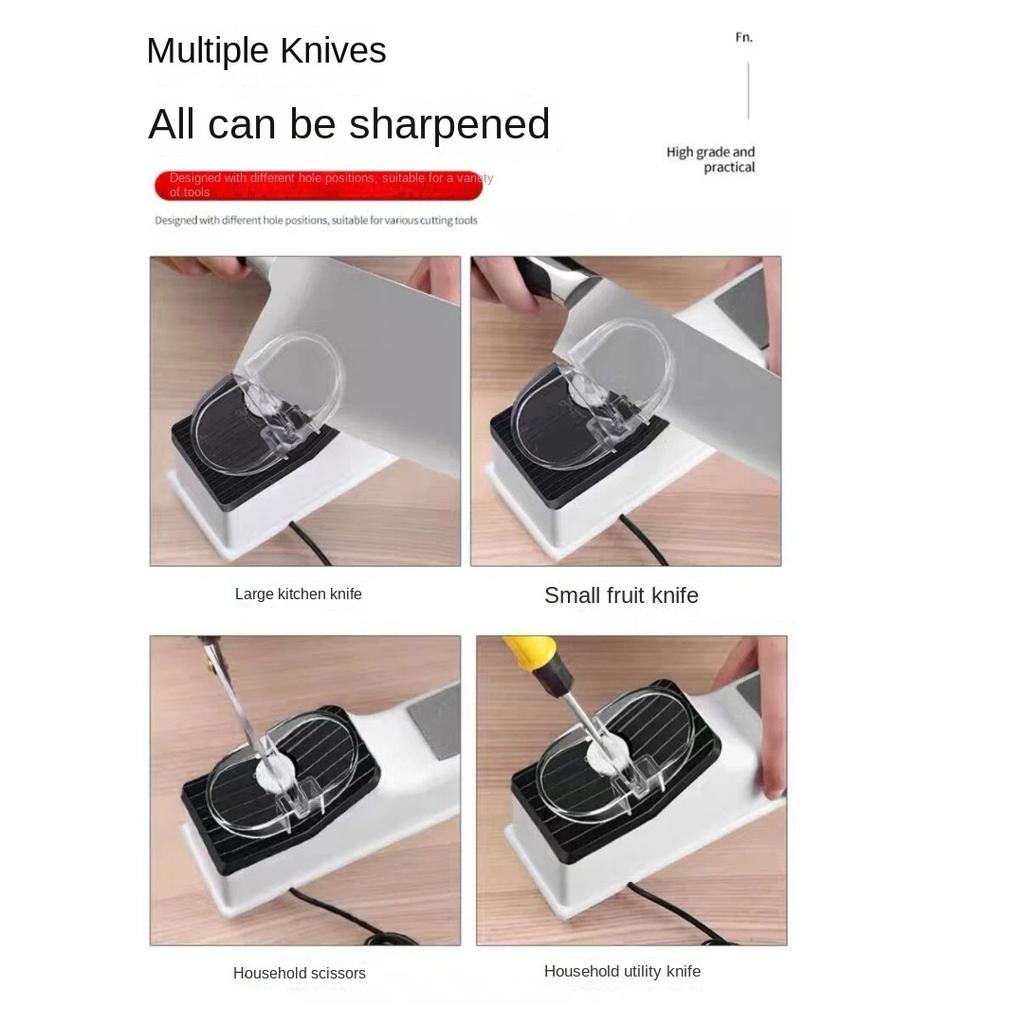 Electric Knife Sharpener, Automatic Blade Grinding, Household Multifunctional Kitchen Knife Sharpener with Fine Grinding Stone