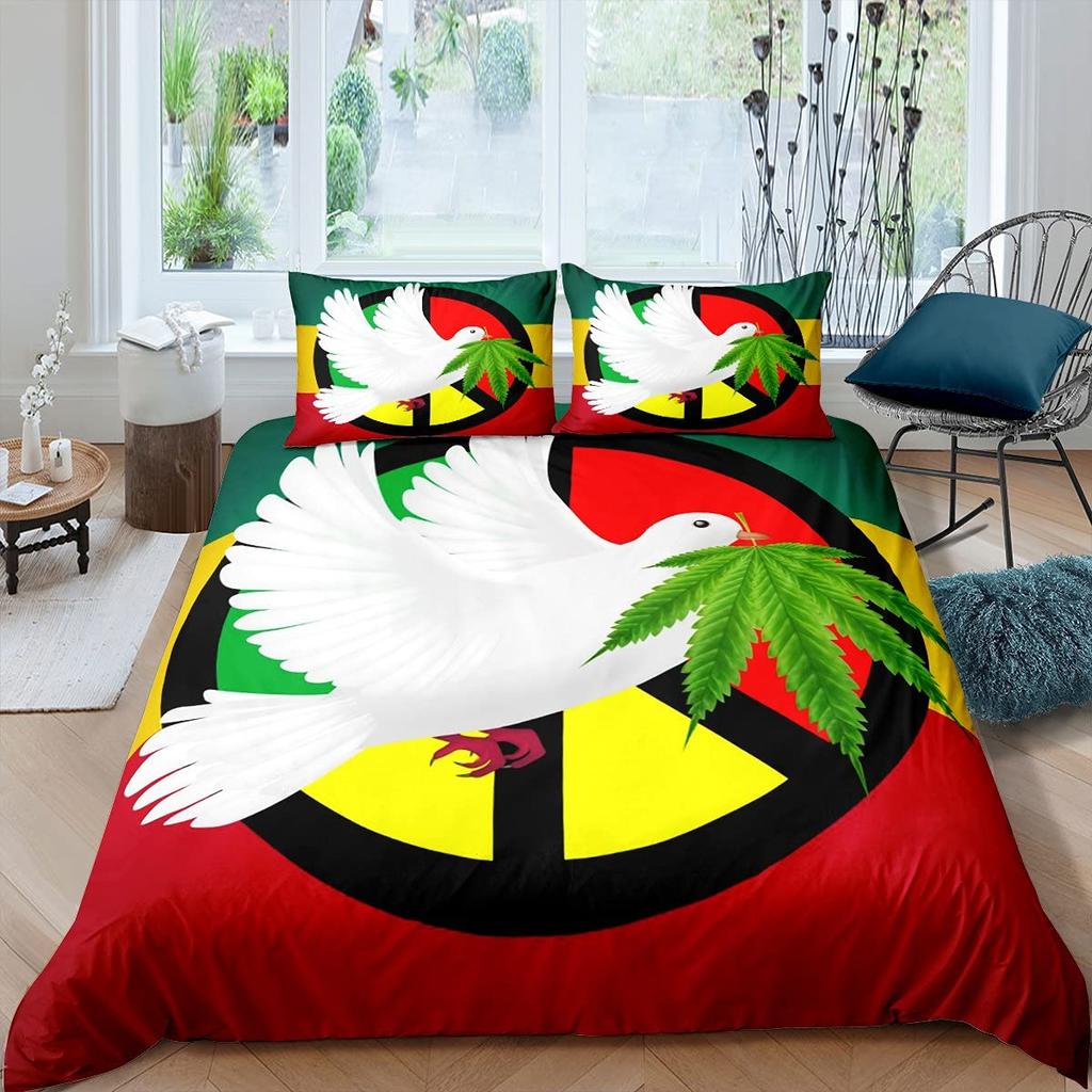 Pigeon Peace Duvet Cover Set Cute Bird Pattern King Queen Size Polyester Comforter Cover with Pillowcase for Teens Bedding Set