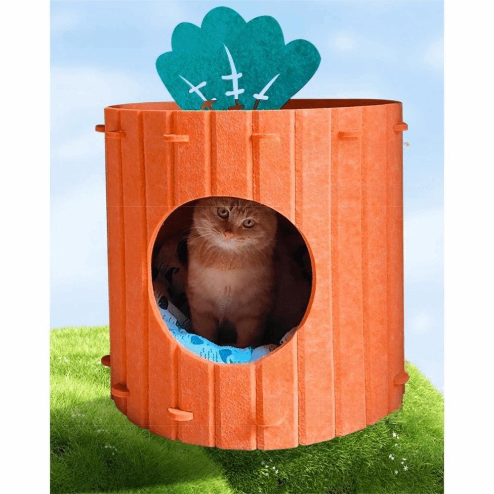 Soft & Durable Carrot Cat Nest Wear-resistant Cat Hideaway Cave Pet Cave House  All Season