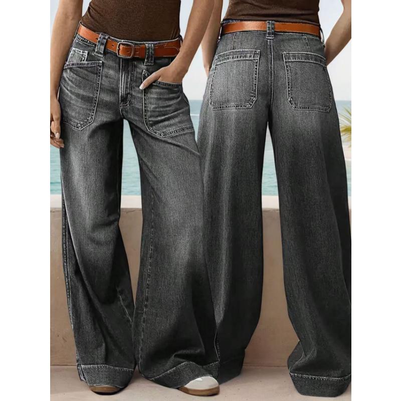 2026 New Women's Loose Fit Wide Leg Straight Jeans, Vintage Slimming Cropped Denim Pants for Casual Daily Wear