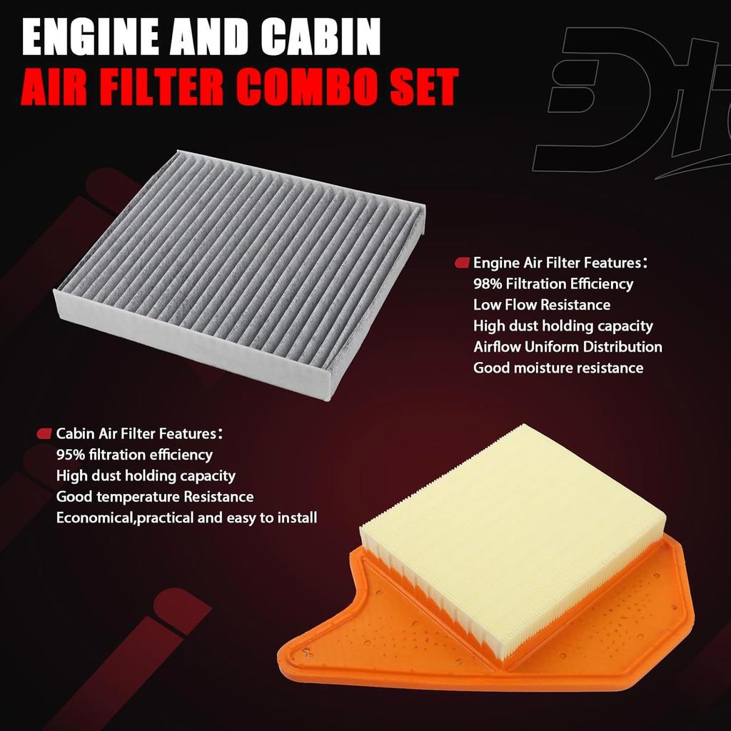 Engine And Cabin Air Filter Compatible With Chrysler Dodge Volkswagen Vehicle Town & Country 2011-2016, Grand Caravan 2011-, C/V 2012-2015,