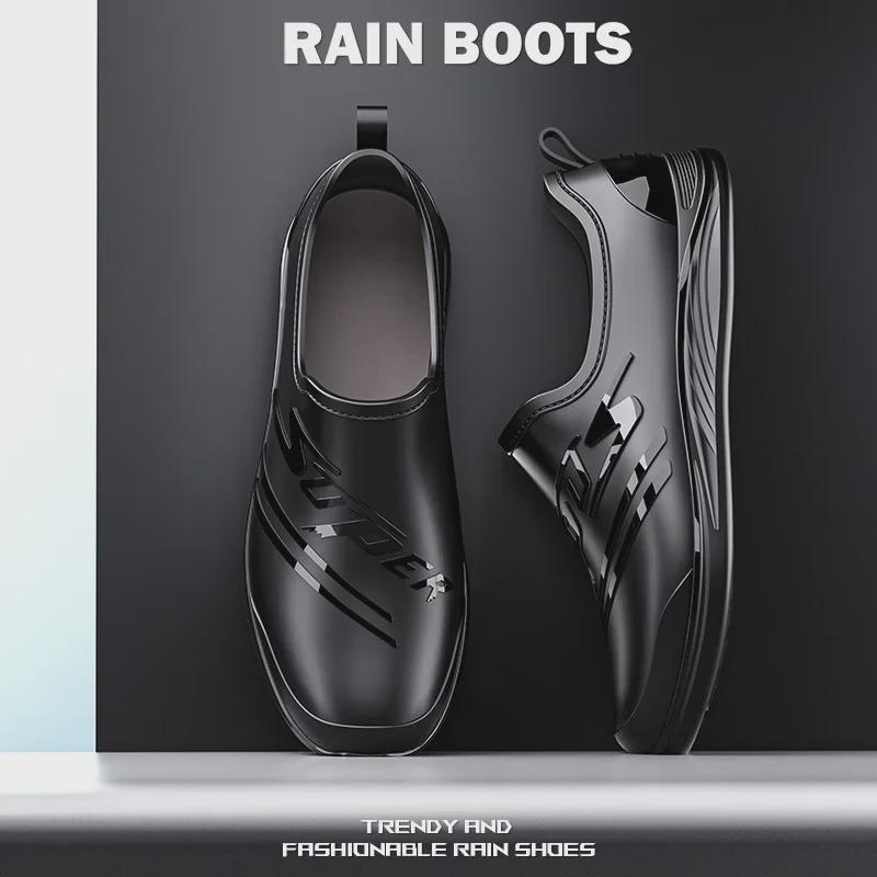 Men's Non-Slip PVC Low-Top Water Shoes for Catering, Car Wash, and Kitchen.