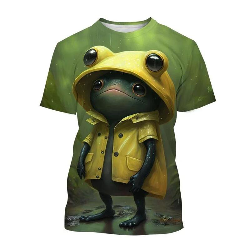 3D Printed Cute Frog T Shirt for Men Cartoon Animal Pattern Tees Summer Casual Loose Round Neck T-Shirts Unisex Street Tops