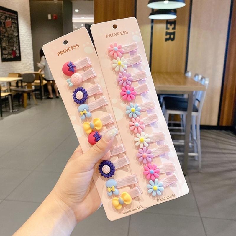 Hair Clips for Baby Girls 10PCS Non-Slip Candy Color Hairpins Cute Princess Hair Barrettes Set Toddler Sweet Headdress