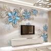Dekorative Wandgemälde, 3D-blaue Diamant-Blume, modernes Wandbild, Foto-Tapete für Wohnzimmer, Sofa, Fernseher, Hintergrund, Tapeten, Heimdekoration