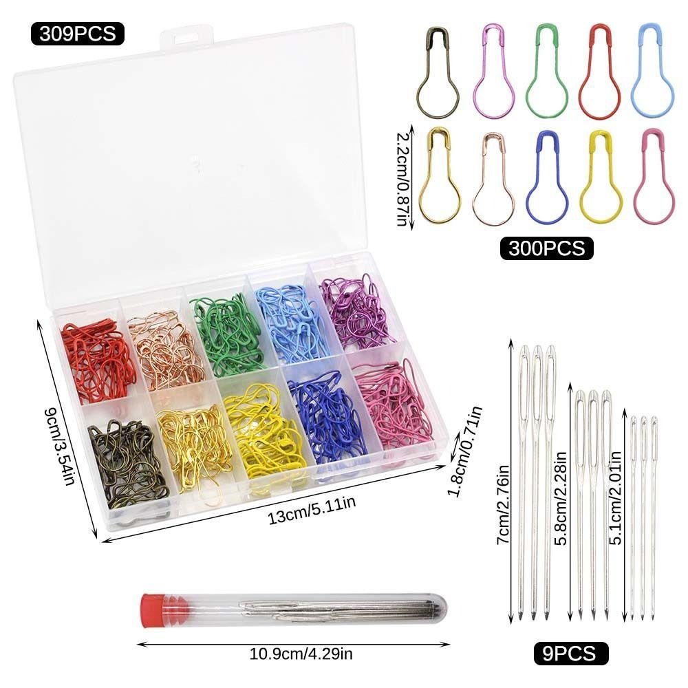 300Pcs Metal Gourd Pin With 9 Sewing Needles Gourd Pear Shape Pin  DIY Handcraft