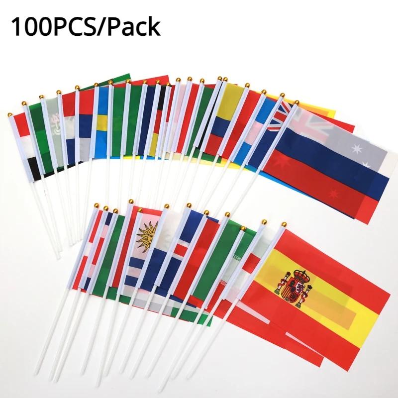 100PCS/Pack Hand Hold Flag 2024 Europe Football Game Handheld Mini Flag Nations Flag for Soccer Events Fans