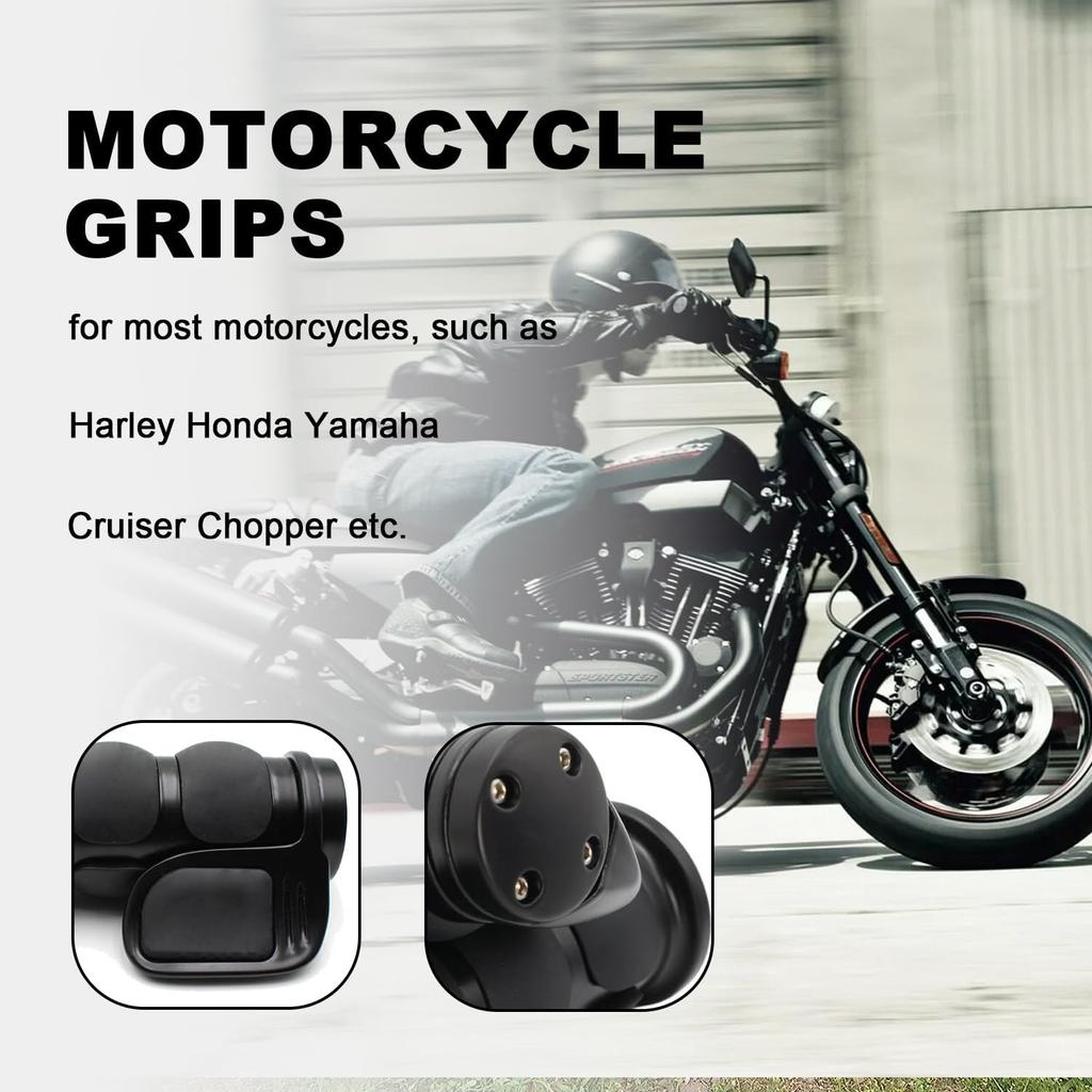 Motorcycle Grips 1" Non-Slip Rubber Handlebar Throttle Grips Motorcycle Handlebar Grips for Harley Davidson Street Glide Sportster 883 Road King Dyna