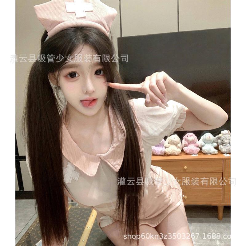 Fun Underwear Nurse Skirt Age-reducing Short Top Perspective Strap Skirt Pure Desire Sexy Hip Skirt