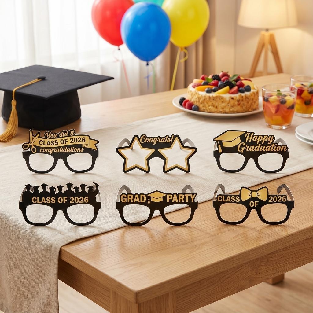 Graduation-themed Party Photo Props: Decorative Glasses