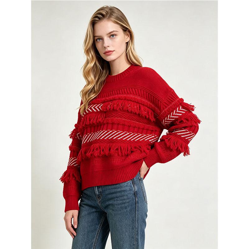 Women S Loose Lazy Tassel Knit Pullover Sweater Autumn Winter