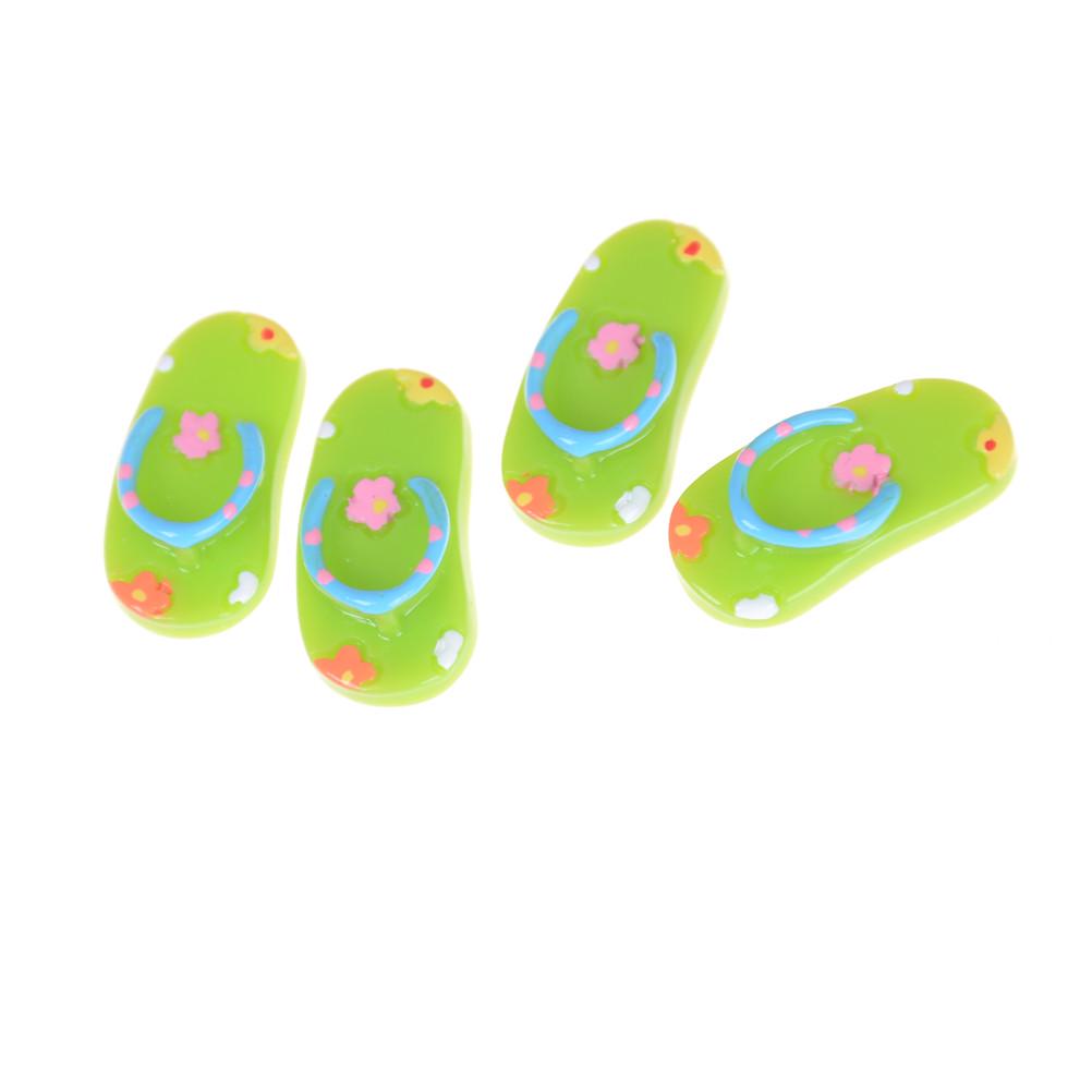 2 Pairs Miniature dollhouse Resin Slippers Home Mini Decor Fairy Garden Bonsa/_SH