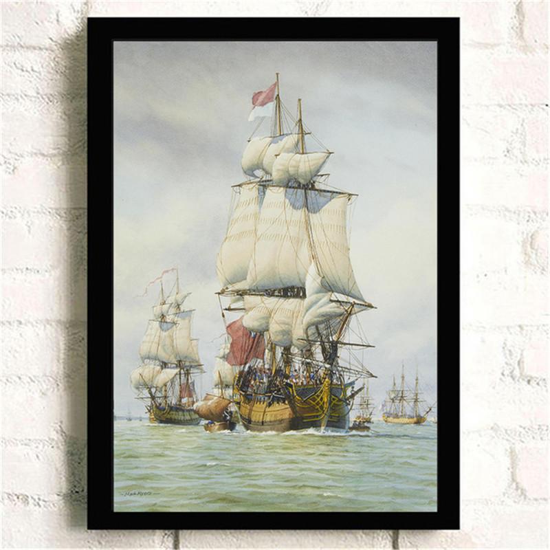 Plavba lodí Retro Nordic Seascape Cestování po moři Ocean Wall Art Obrázky Plakáty Obrazy na plátně do obývacího pokoje Domácí dekorace