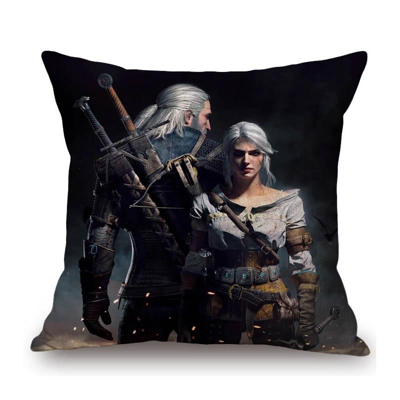 Game Poster Witcher Art Home Decorative Sofa Throw Pillow Case Wild Hunt Characters Cotton Linen Chair Bench Cushion Cover