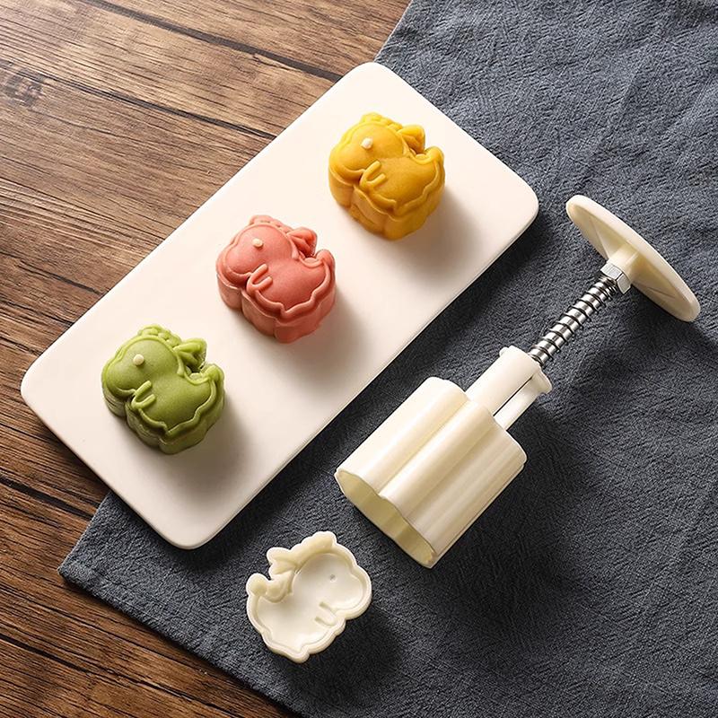 Cartoon Dinosaur Mooncake Mold Creative Patisserie Stamps Mold Hand Press Animal Bean Paste Cake Mold Pastry Diy Bake Tools