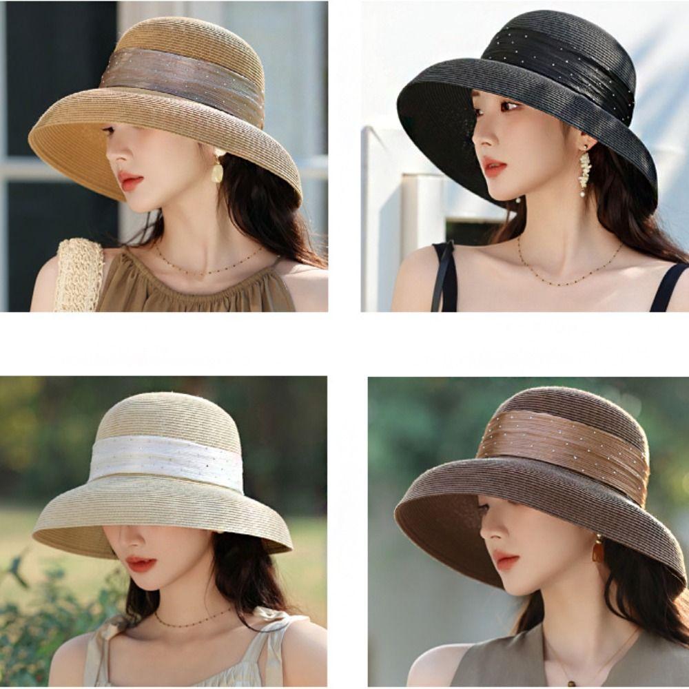 Dome Weave Hat Boho Women's Sun Hats Sweet UV Protection Cap Holiday