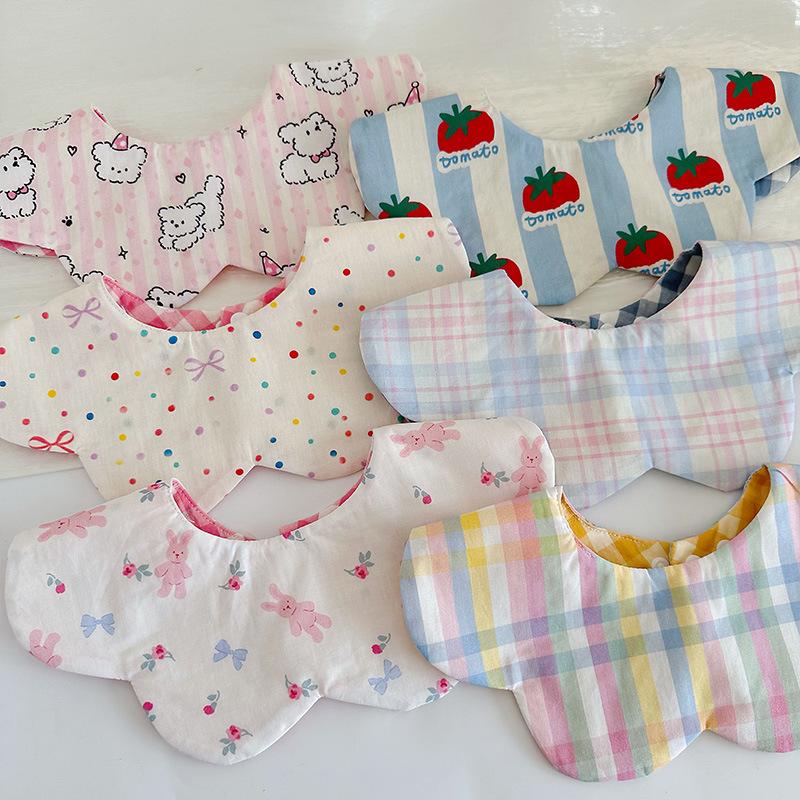 Korean Style Double-Sided Gauze Baby Drool Bib - Newborn Petal Design, Breathable