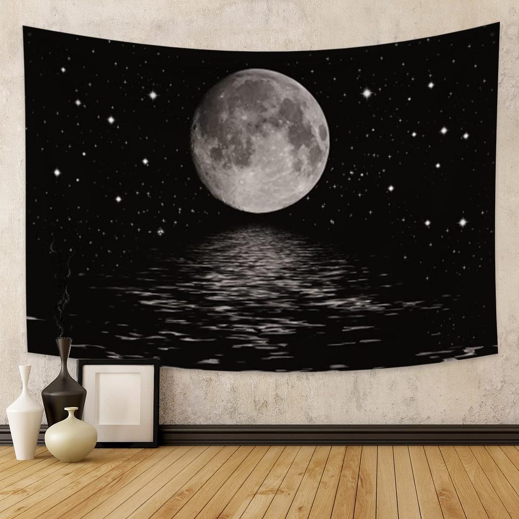 Full Moon Tapestry Galaxy Tree Starry Sky Mystic Psychedelic Art Tapestry bedrooms macrame wall hanging room decor aesthetic