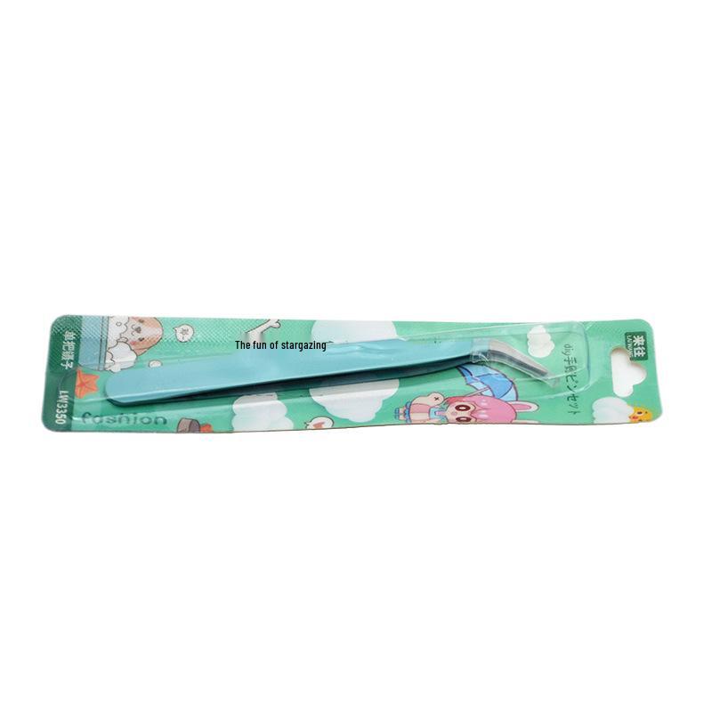 Colorful Cartoon Mini Tweezers for False Eyelashes with Straight/Bent Tip in Paper Card Packaging